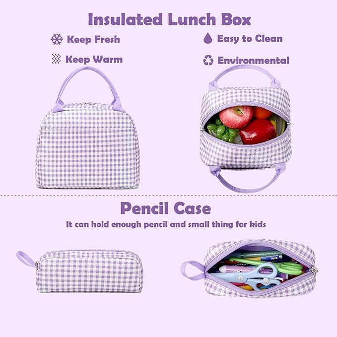 Kimwadalh School Backpack for Girls, Backpack with Lunch Box Pencil Case for Preschool Elementary High School Girls Boys