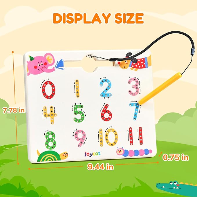 JoyCat Double-Sided Magnetic Animal Number Tracing Board - 2-in-1 Numbers 1-20 Writing Toys for Toddlers & Kids, Preschool Math Manipulatives, Kindergarten Educational Learning Gifts for 3-5 Year Olds