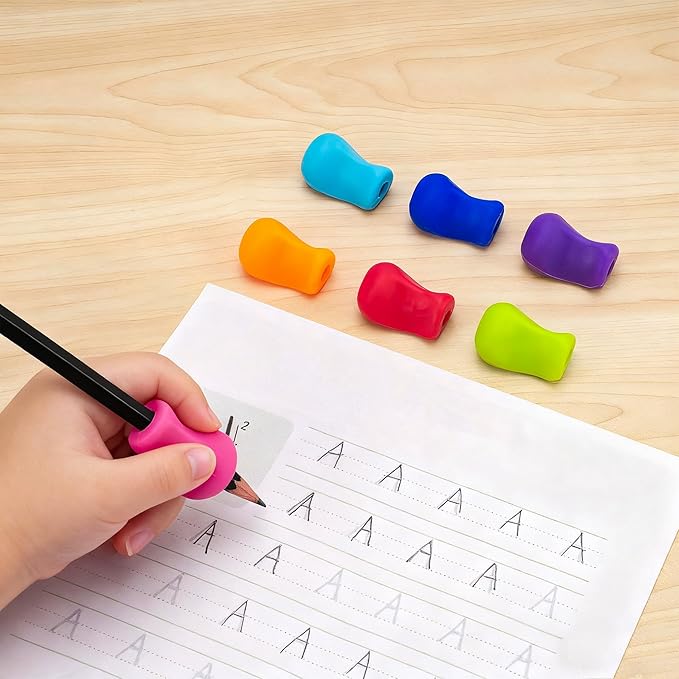 7 Pack Left-Handed Pencil Grips, Ergonomic Lefty Writing Training Aid for Kids, Preschoolers, Adults & Special Needs, Soft Silicone Pencil Holder for Handwriting Correction