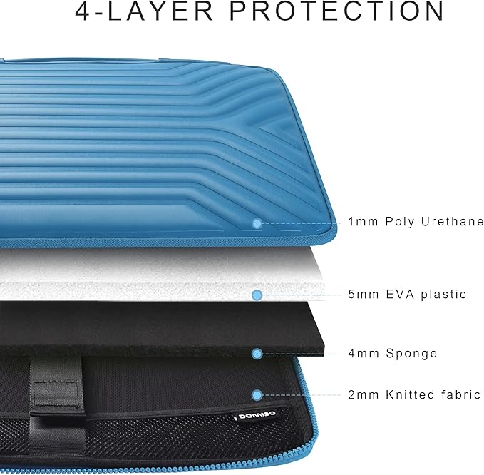 DOMISO 17.3 Inch Laptop Sleeve Case, Shockproof Waterproof Soft EVA Protective Bag with Handle, Lightweight Carrying Case for 17-17.3" Notebook/Dell/Lenovo/HP/MSI/ASUS, Blue