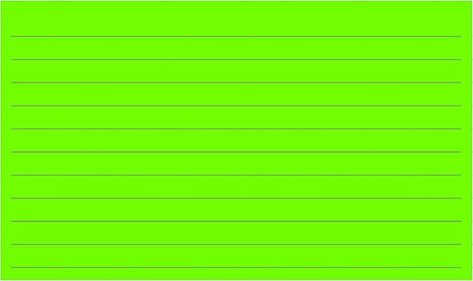 Colonial Cards: 150 Color Cardstock 3" x 5" Index Cards, Lime Green, Lined Landscape Format