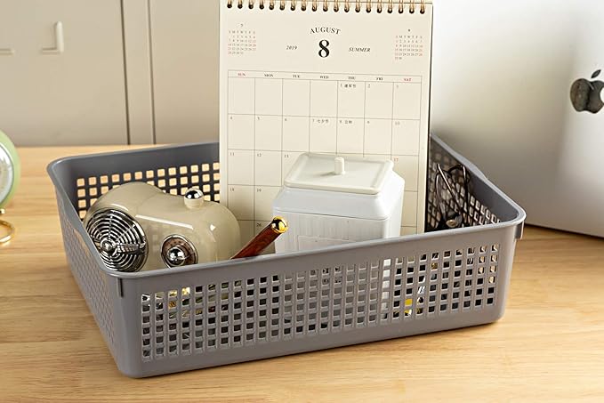 Aebeky A4 Size Plastic Paper Storage Trays,Desktop File Organizer Baskets,6-Packs (Grey)