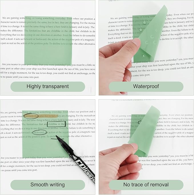 Vuzvuv 1120 Sheets Transparent Clear Sticky Notes with Pen,3x3 Inch Bulk Translucent Sticky Notes Set for Bible Tabs, Book Tabs, Office School Supplies(Morandi Colors)