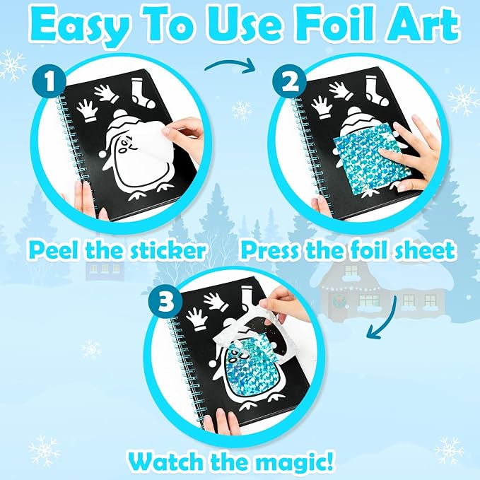 FUNNYB&G Mess-Free Foil Art Craft for Girls Ages 4-10, Kids Birthday Gift
