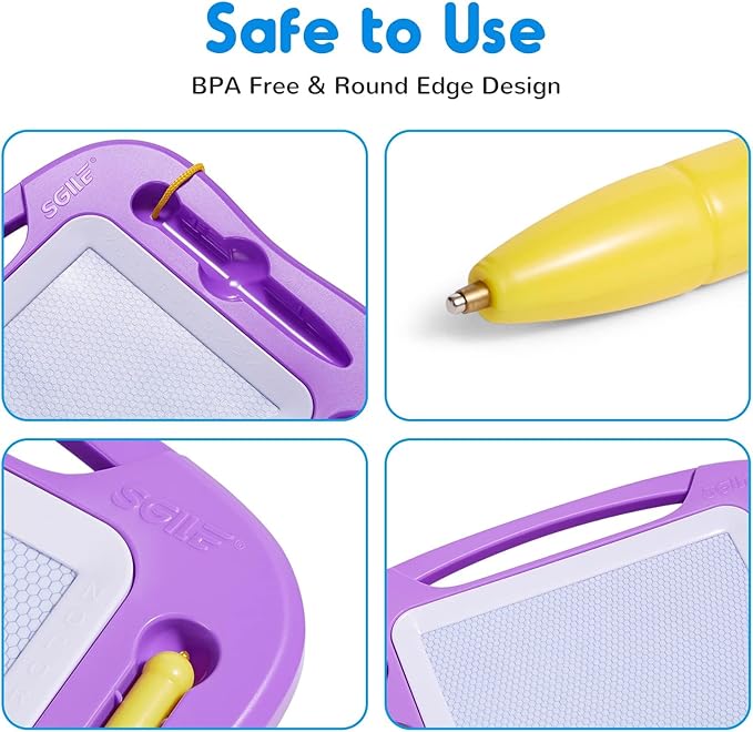 SGILE Toddler Toys for Kids, Magnetic Drawing Board for Birthday Gift, Toys for 1 2 3 Year Old Girls Boys, Etch & Sketch Pad with 3 Stamps, Learning and Educational, Purple