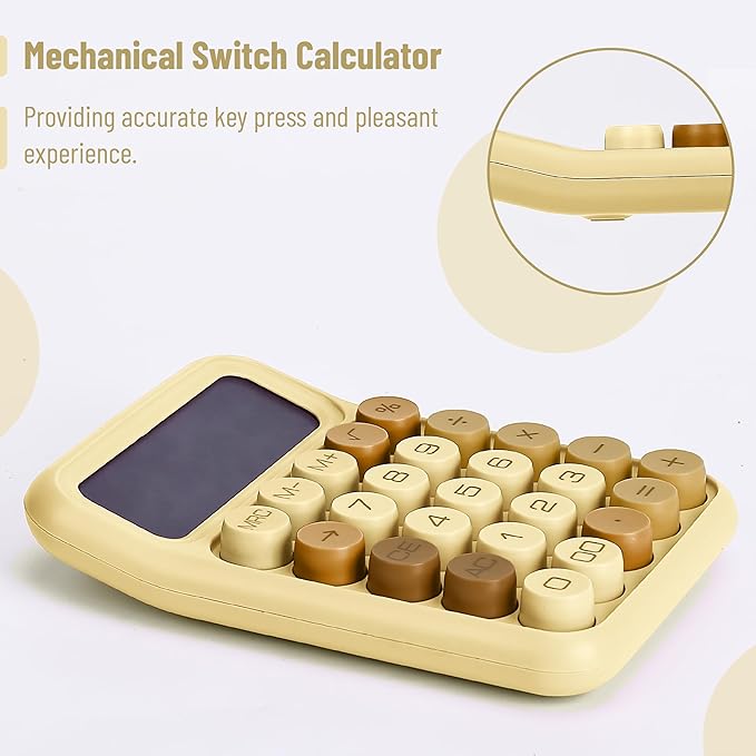Mr. Pen- Mechanical Switch Calculator, 12 Digit Large LCD Display, Beach Sand with Big Buttons, Mechanical Switch Calculator for Home, School, Office