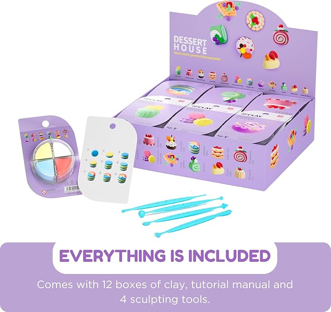 LOUFOR Air Dry Clay Kits - Modeling Clay for Kids, Ultra Light & Soft, Safe & Non-Toxic, DIY Air Dry Clays Kit with Sculpting Tools and Tutorials, Creatible Art Crafts Toys Gifts for Boys Girls