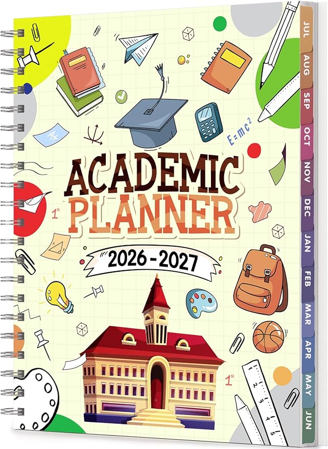 Oucaru Academic Planner 2026-2027,Weekly & Monthly Planner with Hourly Schedule, July 2026 - June 2027, 8.5" x 11" Large School Year Calendar, 80gsm Thick Paper, Student Teacher Lesson Plan Book