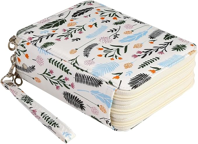 Portable Colored 72 Slots Pencil case Organizer with Printing Pattern for Watercolor Pens or Markers, Pencil Case Organizer for Artist