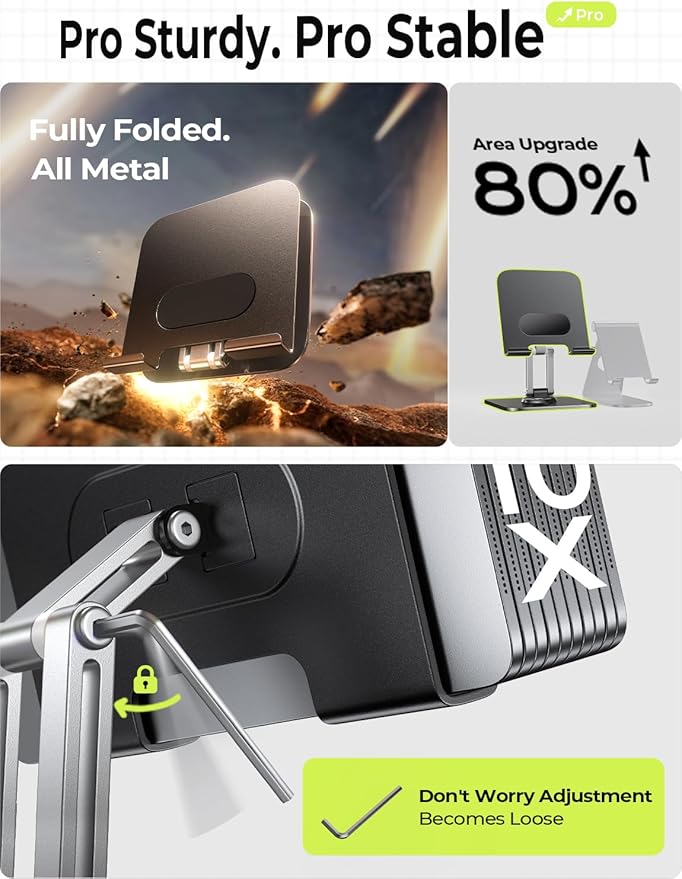 LISEN for iPad Stand Holder Adjustable Tablet Stand for Desk, 2026 Kids for iPad Accessories Rotating Display Stand PC Office Accessories for Desk Women Gifts Kindle Tablet PS Switch iPhone 11"-4.7"