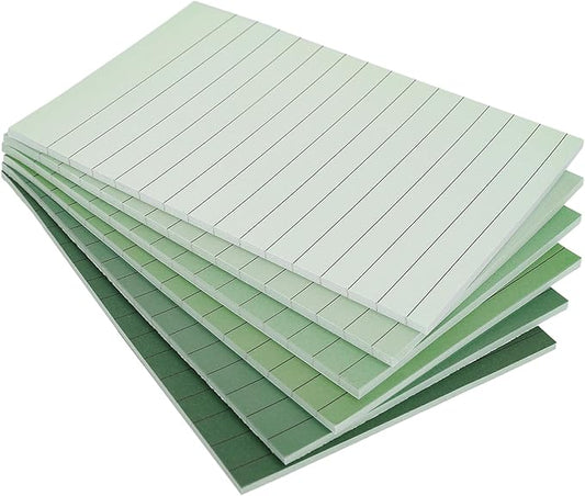 JarThenaAMCS 12Pcs Sage Green Lined Sticky Notes 4 x 6 in Assorted Green Self-Adhesive Notepads Removable Memo Pad for Office School Home Supplies, 6 Colors