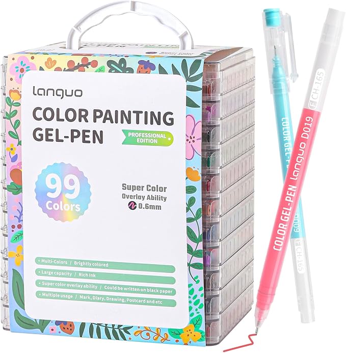 Gel Pens For Coloring,99 Pack Colored Pen for Black&White Paper,0.6MM Point