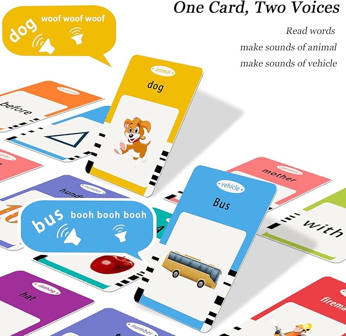Startcan Talking Flash Cards Toys for Toddlers 3 4 5 6, Learn ABC, Numbers 0-100, Phrases, Objects, Adjectives, and More Dolch Sight Words,280 Cards with 560 Words/Phrases