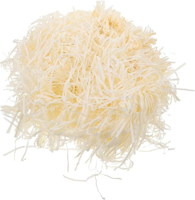 DOITOOL Shredded Paper Filler Crinkle Cut Packaging Box Filler 500g Beige Raffia Grass Decorative Filling for Boxes and Basket Stuffing