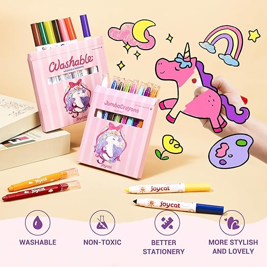 46-Piece Washable Back to School Supplies Gift Kit for Kids-Unicorn Essential First Day Gift Set for Kindergarten & Elementary, Art Supplies & Refillable Tools, Ideal Kids Stationery Set for Girls.