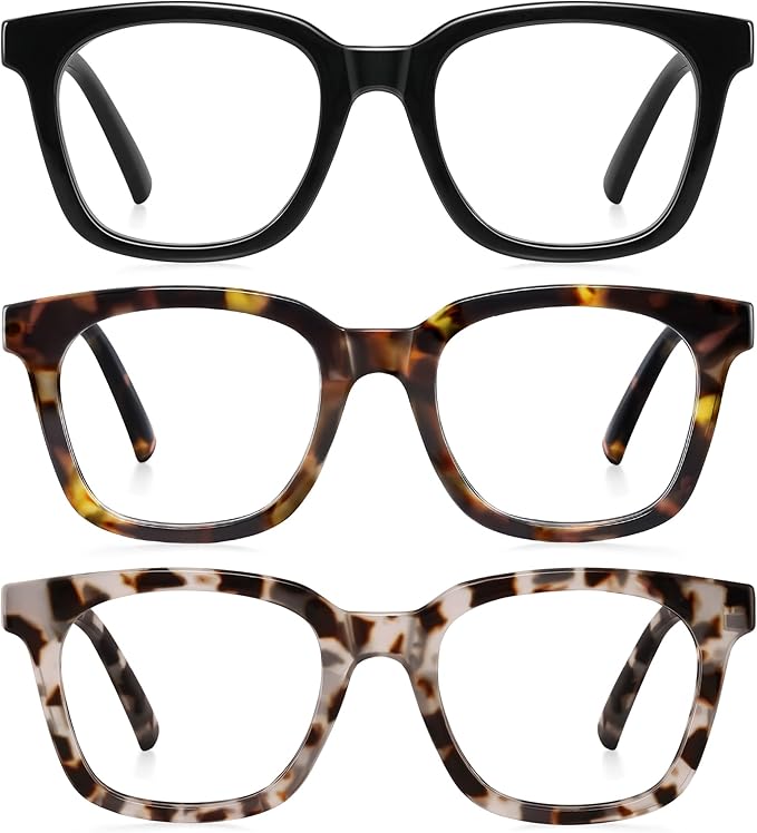 Reading Glasses for Women Men - Blue Light Blocking Magnifying Readers,Square Anti-Glare Computer Eyeglasses