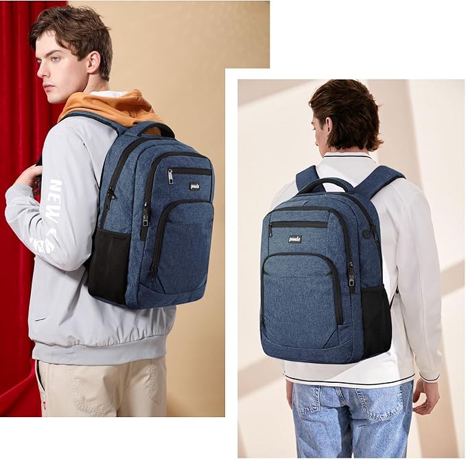 Paude Backpack for School, Laptop, Bookbag for Teen Boys - 17.3 Inch College Backpack for University, Business, Work, Travel (Blue, 17.3 inch)