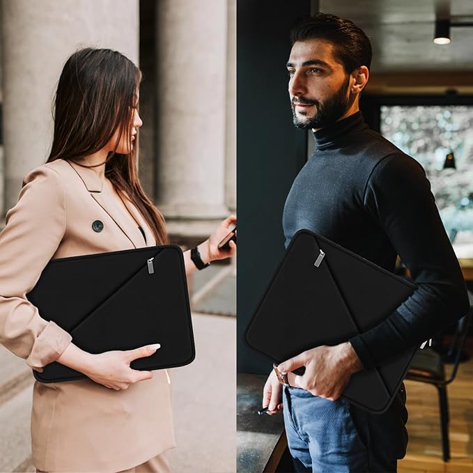 Laptop Sleeve Case 15.6 inch, Traveling Carrying Computer Sleeve Bag with Zippered Pocket, Shockproof Protective Laptop Cover Compatible for Apple Notebook, HP, Dell, Acer, Asus, Lenovo, Black