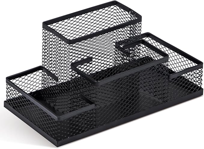 Pen Holder and Desk Organizer, Office Caddy Storage for School Home Office (Black, Medium)