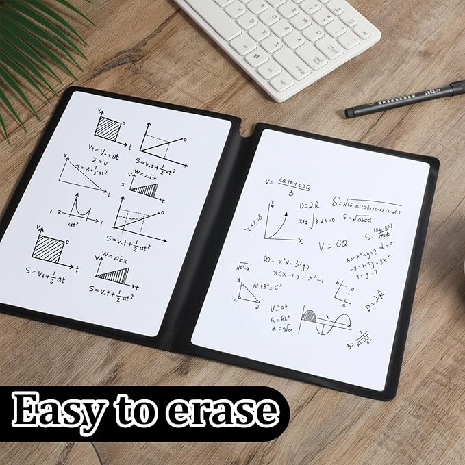 Thinp A5 Dry Erase Notebook, 9.5x6.6 Inch Whiteboard Notebook Reusable Folding White Board Double Sided Handheld Whiteboard for Business Office School Home (Blue)