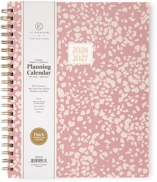 Blue Sky The Everygirl 2026-2027 Weekly and Monthly Academic Year Planner Calendar, July 2026 - June 2027, 8.5" x 11", Flexible Cover, Wirebound, Laminated Tabs, Storage Pocket, Includes Stickers, Bengala Desert Rose
