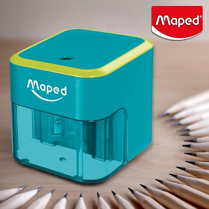 Maped Helix - Compact Battery-Powered Pencil Sharpener - Easy Sharpening - Versatile & Portable - Top Mounted Sharpening Hole