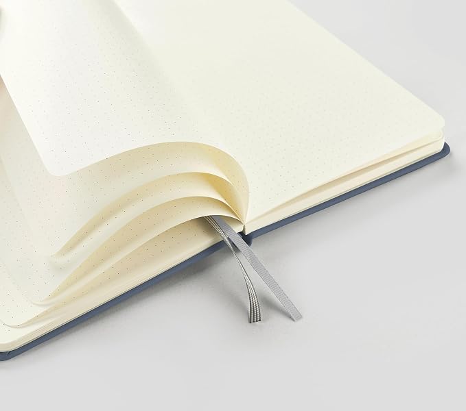&And Per Se Dotted Journal Notebook, A5 Hardcover Dotted Notebook, 160 Pages 100GSM Thick Paper Dot Grid Journal with Fineliner Pen (Dark Blue)