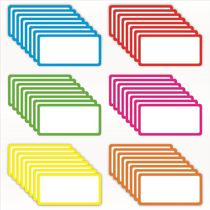 IMAGAME 48 Pack Magnetic Dry Erase Labels - Magnetic Blank Cards with Color Borders, Reusable Name Tags - Dry Erase Labels for Home, Office, Classroom - 2 x 4 Inches