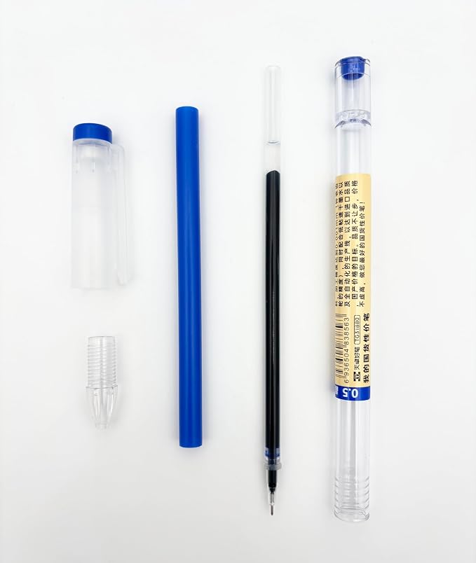 12 Pcs 0.5mm Blue Gel Ink Pen Japanese Stationery Extra Fine Chinese Ballpoint Pen for Office School Korean Stationery Supply