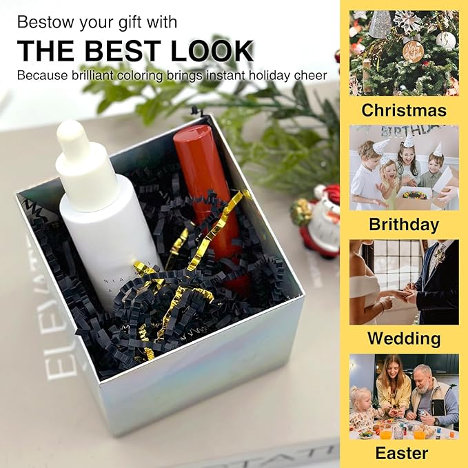 1LB Crinkle Cut Paper Shred Filler for Gift Box Bag and Basket On Holidays(Black&Gold)