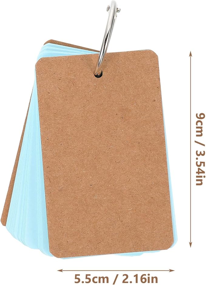 NUOBESTY Blank Card Set 350Pcs 2.75X1.57 Inch Loose-Leaf Note Pads with 7 Rings Hand Painting Cards for Study Flashcards Diy Memo Book Travel Office
