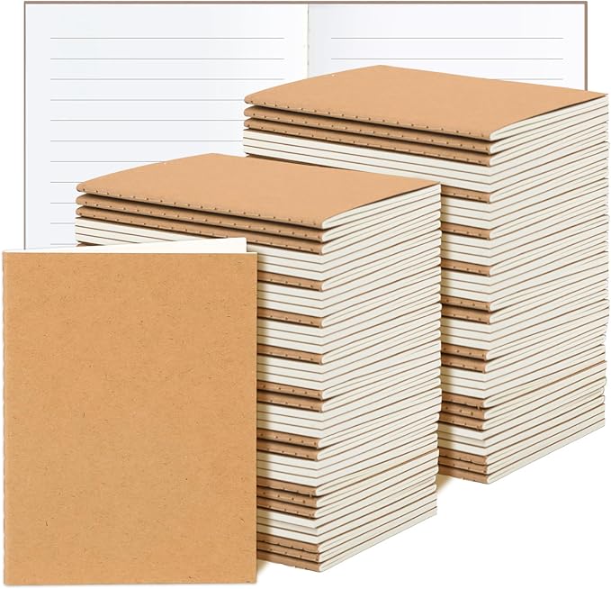 SAYAYA 48 Pack A6 Kraft Paper Small Notebooks Bulk, 4x6 Pocket Notebook with 60 Lined Pages, Mini Travel Journal, Sketchbook, Note, Memo Pads for Gifts, Students, Classroom, Business, Office Supplies