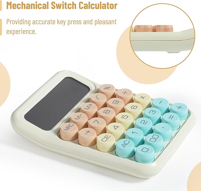 Mr. Pen- Mechanical Switch Calculator, 12 Digit Large LCD Display, Colorful with Big Buttons, Mechanical Switch Calculator for Home, School, Office