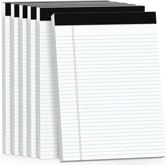 AILZFEI 300 Sheets Legal Pads 8.5 x 11 College Ruled 6-Pack White Paper Note Pad Narrow Ruled 50 Sheets per Notepad Perforated Writing Pad Sturdy Back 8x11 Legal Pads Pads of Paper