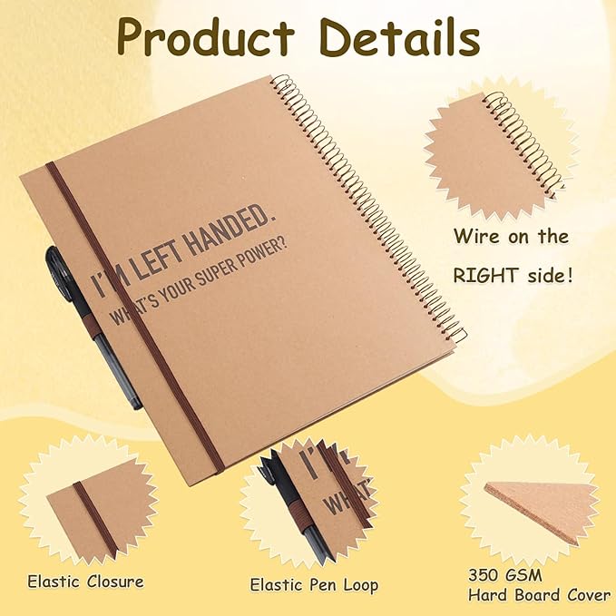 Urby Left Handed Notebooks College Ruled, 160 Pages 1 Subject, Hard Cover, Size 11" X 9", Ideal Gifts For Left Handed People. (Premium Paper 1 Pack)