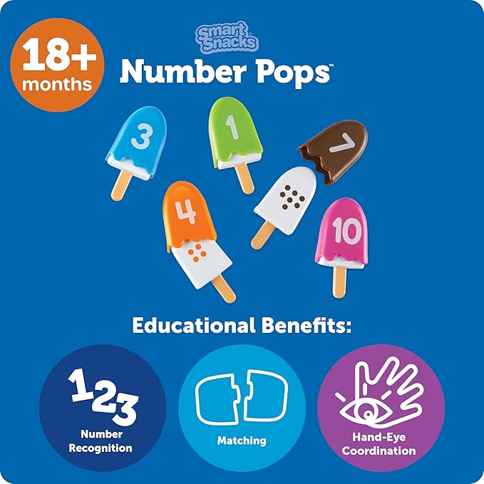 Learning Resources Smart Snacks Number Pops - Sorting Toys, Stacking Montessori, Classroom Must Haves, Math Manipulatives, Matching Games, Fine Motor Preschool, Speech Therapy