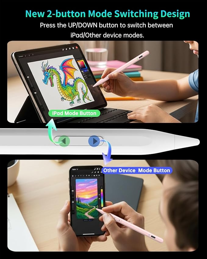 MEKO Universal Stylus Pen for Apple iPhone & Android & iPad, 2X Fast Charge Active Stylus Pencil for All Touch Screen, High Sensitivity Capacitive Stylus for Smartphone Apple Watch Tablet-Lihgt Pink