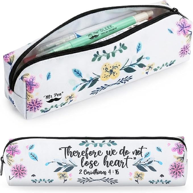 Mr. Pen- Cute Pencil Case Pouch, 2 Pack, Multipurpose Canvas Bible Pencil Pouch, Smooth Zipper, Premium Material, Neat Stitches, Ideal for Stationery, Cosmetics, Electronics, School, Office, Travel