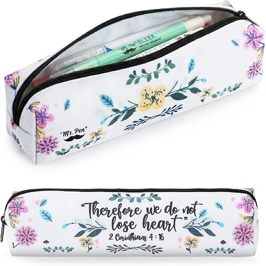 Mr. Pen- Cute Pencil Case Pouch, 2 Pack, Multipurpose Canvas Bible Pencil Pouch, Smooth Zipper, Premium Material, Neat Stitches, Ideal for Stationery, Cosmetics, Electronics, School, Office, Travel