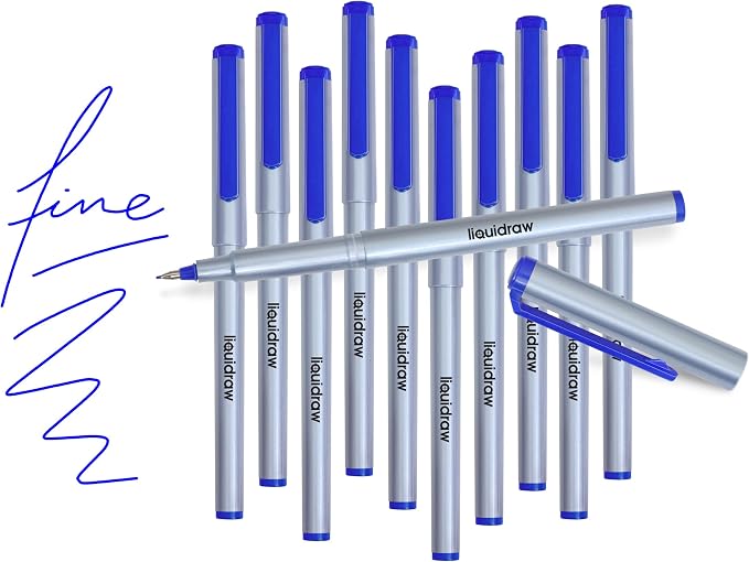 Liquidraw Blue Colored Fineliner Pens, Fine 0.5mm Tip, Set of 10