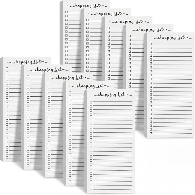 Censen 10 Pack 500 Sheets Shopping List Notes Daily Checklist Notepads with 50 Sheets Each Undated Memo Pad Color Block Shopping List Pad Weekly Plan Notepad Organizer Planners(White)