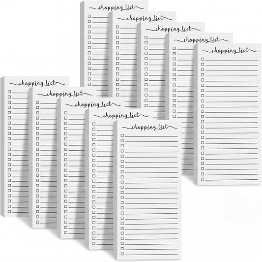 Censen 10 Pack 500 Sheets Shopping List Notes Daily Checklist Notepads with 50 Sheets Each Undated Memo Pad Color Block Shopping List Pad Weekly Plan Notepad Organizer Planners(White)