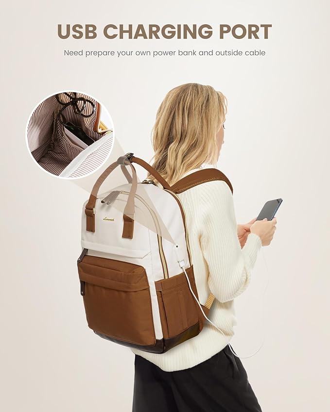 LOVEVOOK Travel Laptop Backpack Women, 15.6 Inch Anti-theft Laptop Bag with USB Port, Fashion Waterproof Computer Backpacks Teacher Nurse Backpack Purse for College Work
