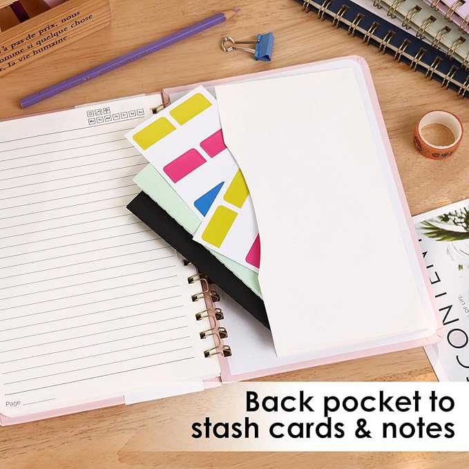LABUK Hardcover Spiral Notebook for Women, A5 Lined Pink Journaling Notebooks for Work, 5.5 x 8in 160Pages Spiral Journal for Writing