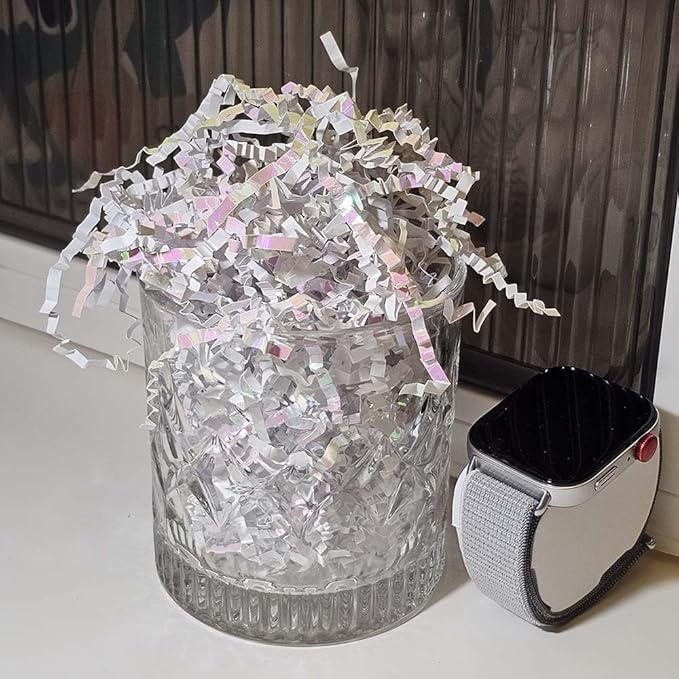 GoooodGift - 3 oz - Diamond White - Crinkle Cut Paper Shred Filler for Gift Wrapping, Gift Box Stuffing Birthdays, Basket Filling Mother's Day Christmas