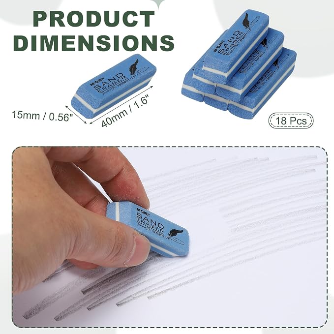 PATIKIL 18 Pcs Sand Erasers, Frosted Eraser Block Easy to Clean Durable Bulk for Gel Ink Ballpoint Fountain Pen Office, AXP96671, Blue