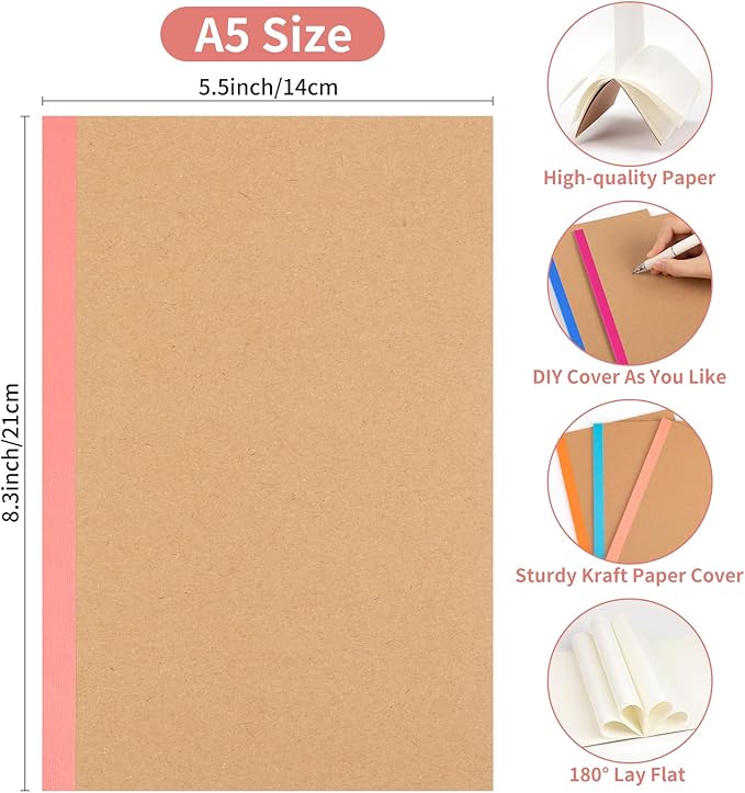 30 Pack Blank Notebook Journals Bulk, A5 Unlined Paper Composition Notebook