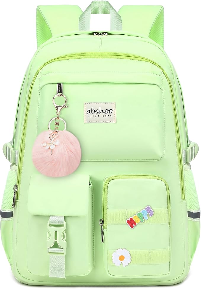 abshoo Big Student Laptop Backpack For College Women Middle High School Teen Girls Bookbag Travel Daypack (Greenyellow)