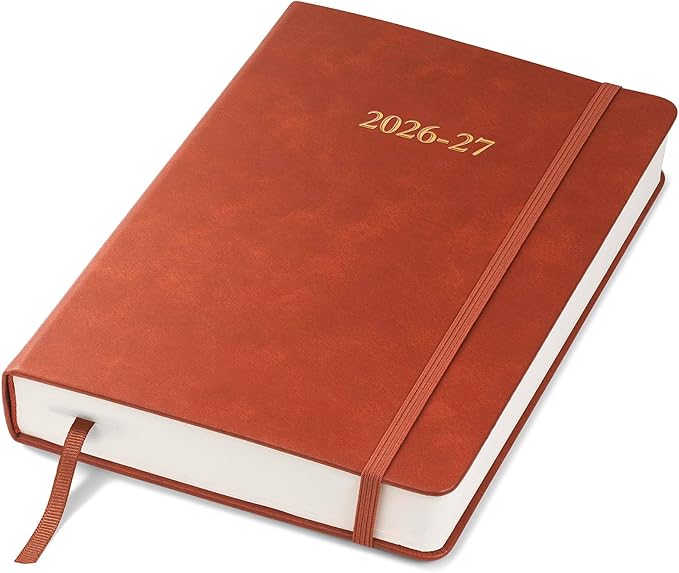 Wykeham's Executive 2026-27 Daily Journal Planner – Customization Available – Mid-Year Academic Diary – July 2026 to June 2027 (Brown, 8.5"×5.5")