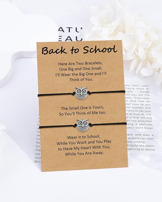 Back to School Gifts Mommy and Me Bracelet First Day of School Matching Wish Bracelets Set for Mother Daughter Son Women Teen Girls Boys Jewelry Gift